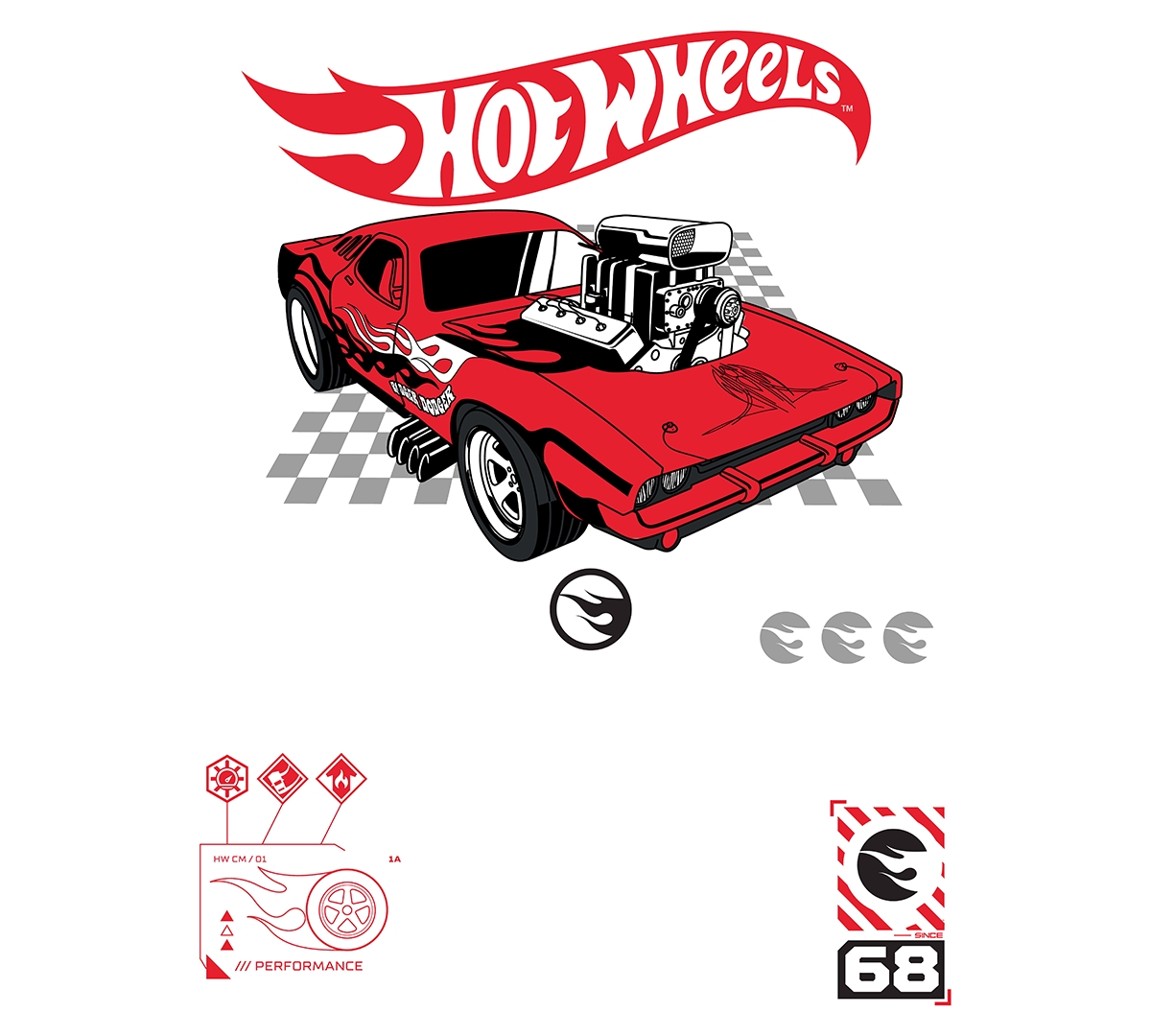 Hybrid Apparel Men's Short Sleeve Hot Wheels Performance Graphic T-Shirt