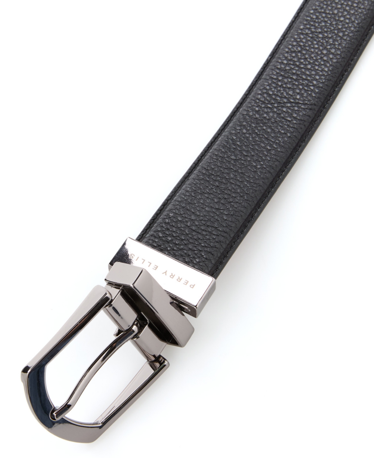 Perry Ellis Portfolio Men's Pebble Reversible Leather Dress Belt In Black