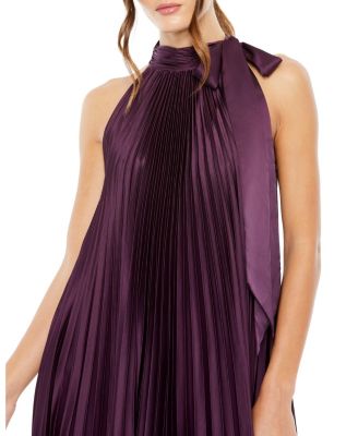 Women's Pleated Halter Neck High Low Gown