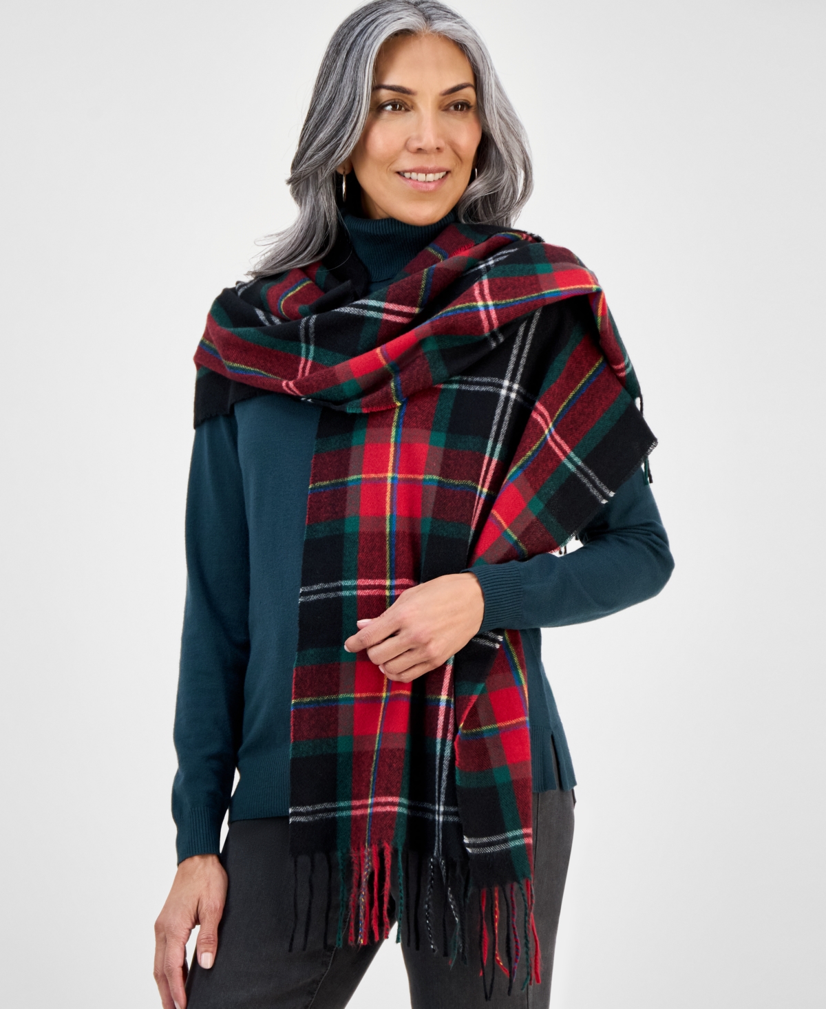 Style & Co Women's Tartan Plaid Scarf, Macy's Exclusive In Multi