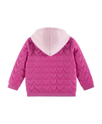 Toddler/Child Girls Pink Quilted Heart Hooded Jacket