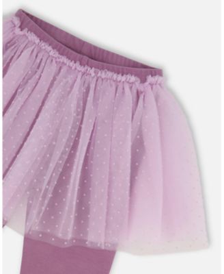 Girl Leggings with Tulle Skirt Purple Gray - Toddler|Child