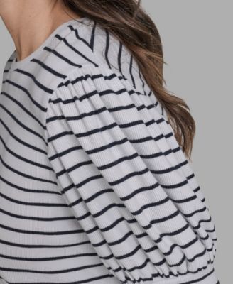 Women's Short Sleeve Stripe Crewneck Top