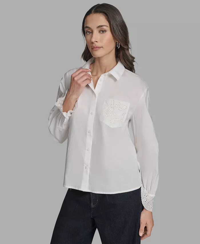 Women's Long Sleeve Button-Up Embroidered Top - thumbnail 9