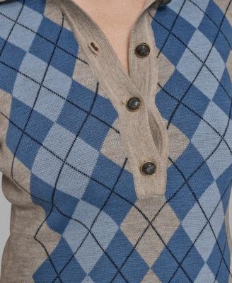 Women's Long Sleeve Argyle Sweater