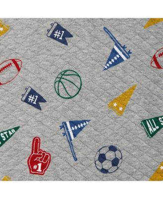 Baby Boys Hooded Varsity Printed Romper