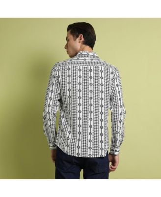 Men's Black & Grey Geometric Aztec Print Shirt