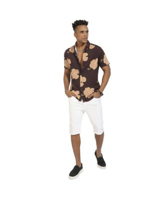 Men's Brown Hibiscus Print Shirt