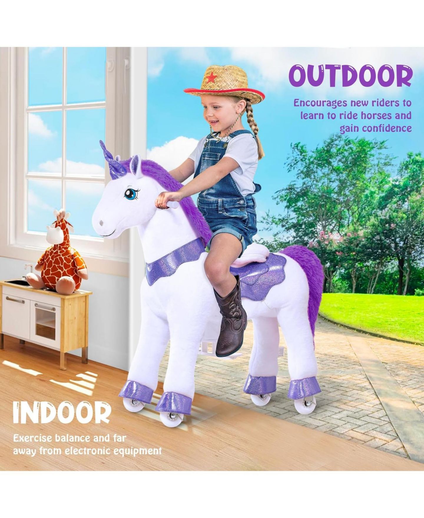 Детская игрушка PonyCycle Model E Ride-On Unicorn Toy, Ages 4-7, цвет: Фиолетовый — фото 6