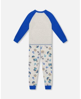 Toddler Boys Two-Piece Cotton Pajama Set Beige Monkey Print - Toddler|Child