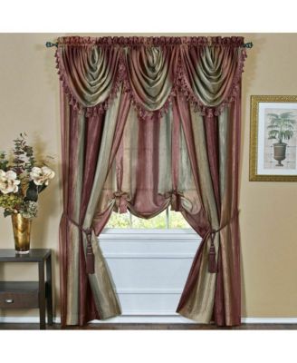 Royal Ombre Crushed Semi Sheer 63 in. Long Curtain Panel Pair - 50 in. W x 63 in. L
