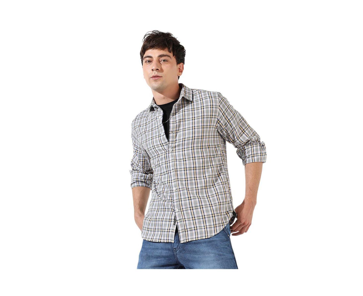 Men's Multicolour Checkered Regular Fit Casual Shirt