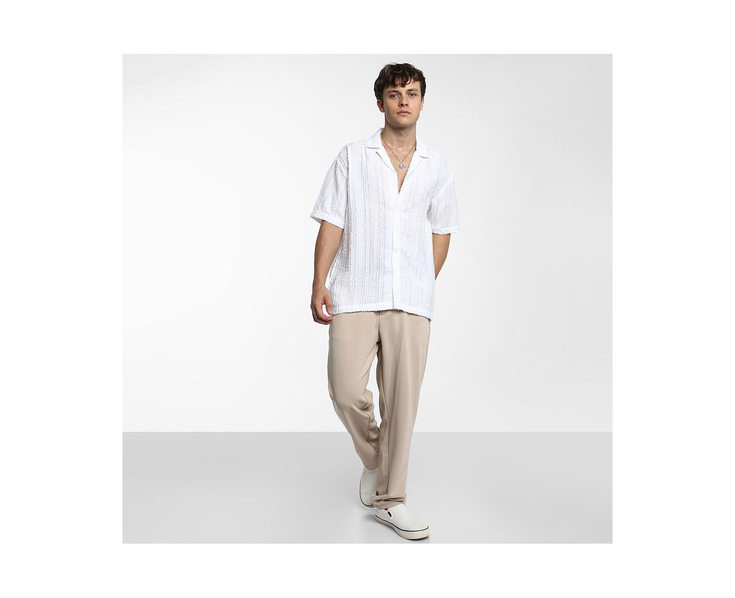 Men's Unhemmed Striped Oversized Shirt
