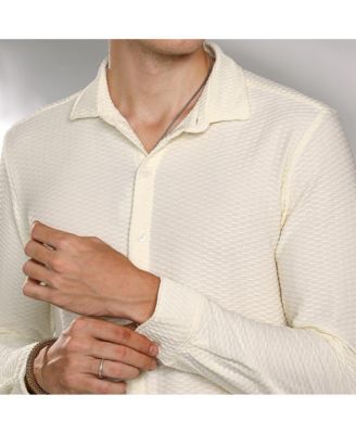 Men's Pale Yellow Hive-Textured Shirt