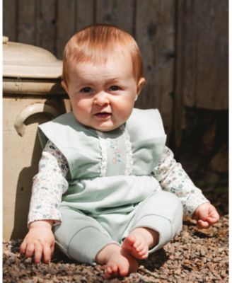 Baby Girl Cotton Bodysuit and Sleeveless Overalls Set Jade Green - Baby