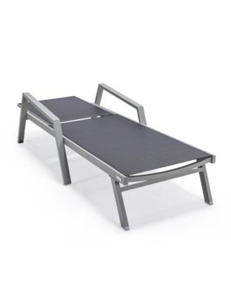 Marlin Patio Chaise Lounge Chair With Armrests in Grey Aluminum Frame, Set of 2