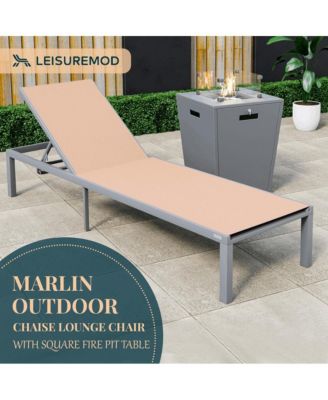 Grey Aluminum Outdoor Patio Chaise Lounge Chair