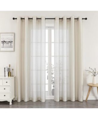 2 Piece Sheer Voile Faux Silk Spring & Summer Grommet Top Curtain Panels
