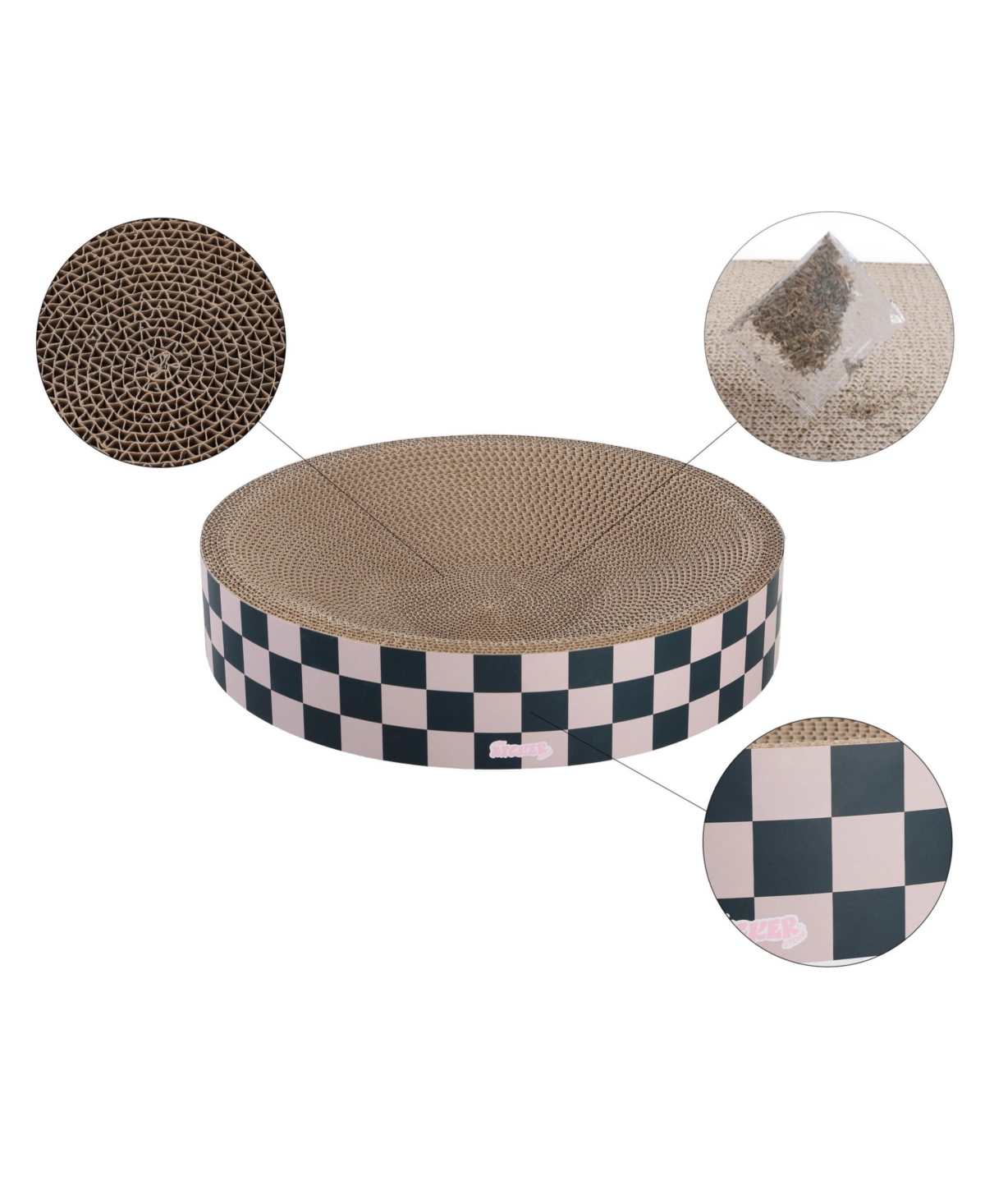 The Licker Store Nelson 20.13" Modern Cardboard Round Bowl Cat Scratcher with Catnip
