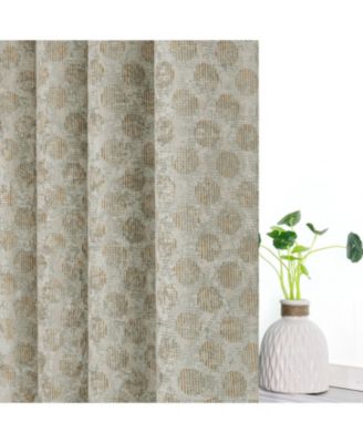 2 Piece Contemporary Chic Metallic Abstract Circles Light Filtering Grommet Top Curtains - Navy