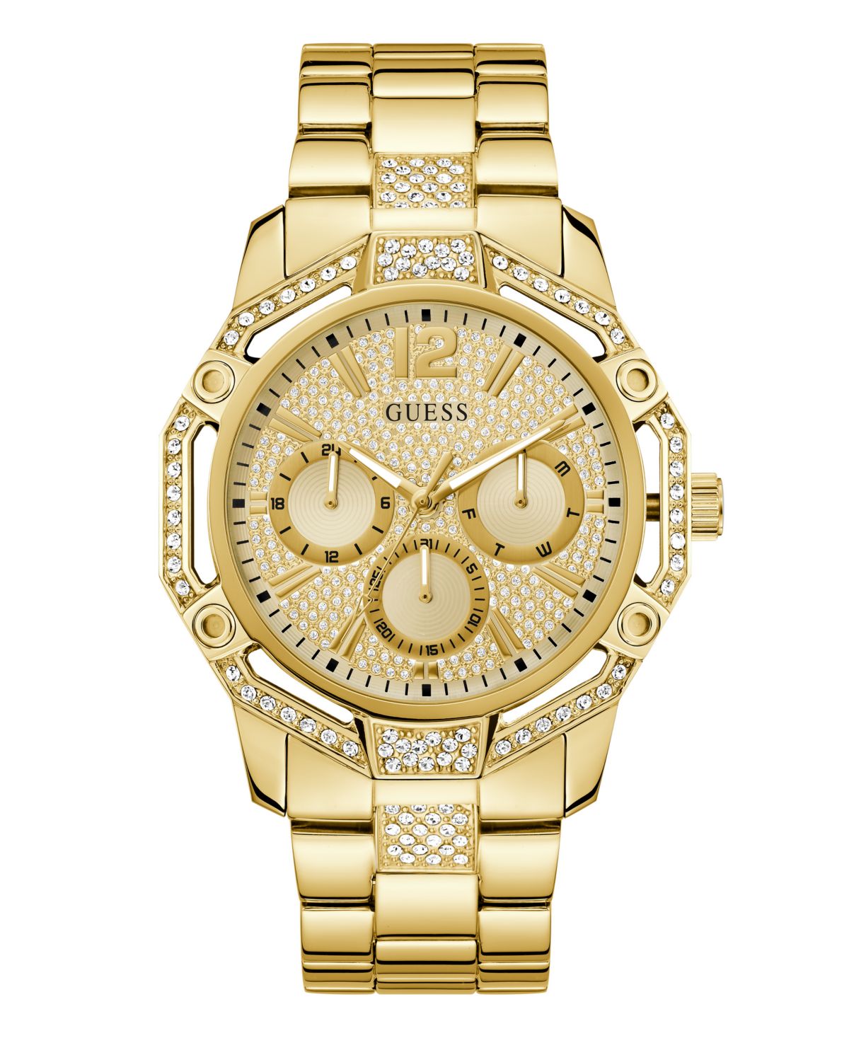 Мужские многофункциональные часы золотого цвета, 46 мм