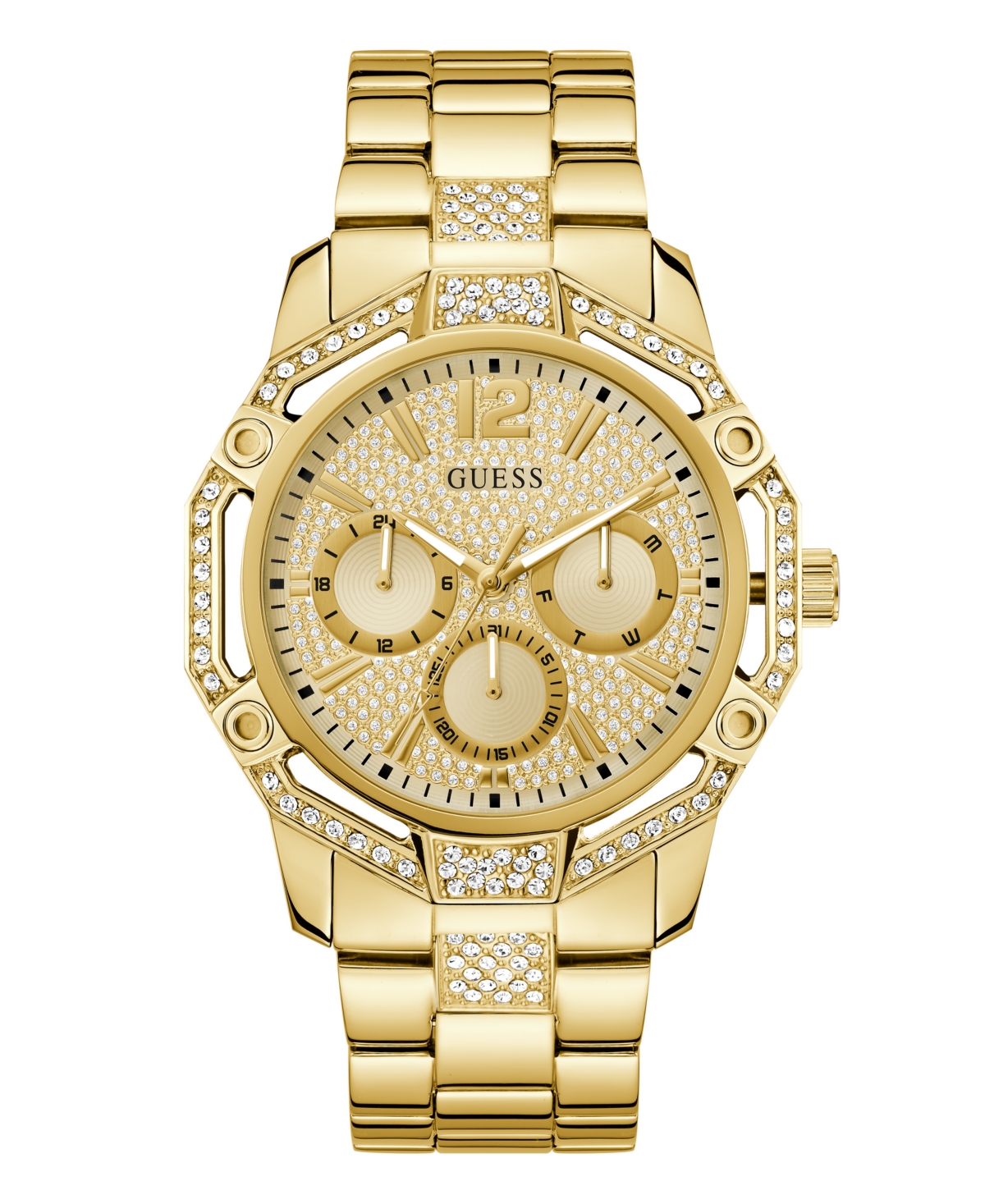 Guess Men's Gold Tone Multi-function Watch, 46mm In Gold