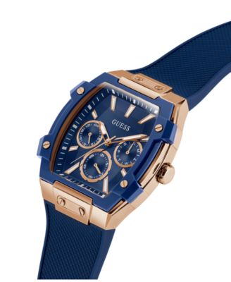Men's Blue Rose Gold Tone Multi-function Watch, 44mm