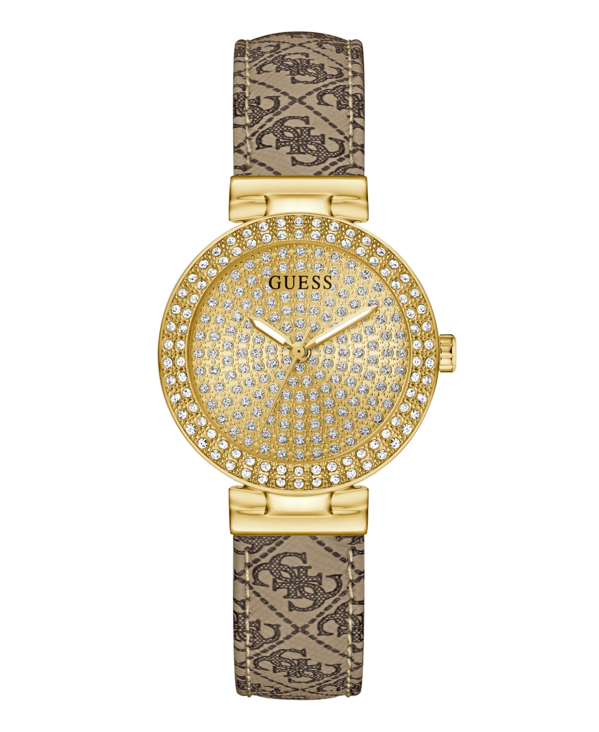 Guess Women's Beige Gold Tone Analog Watch, 32mm In Gold
