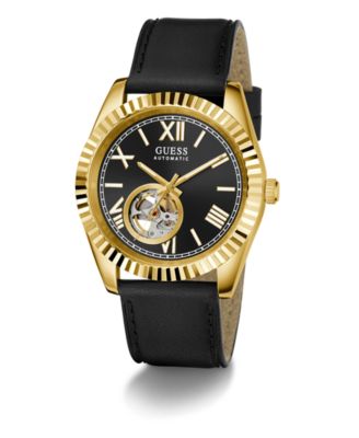 Men's Black Gold Tone Automatic Watch, 42mm
