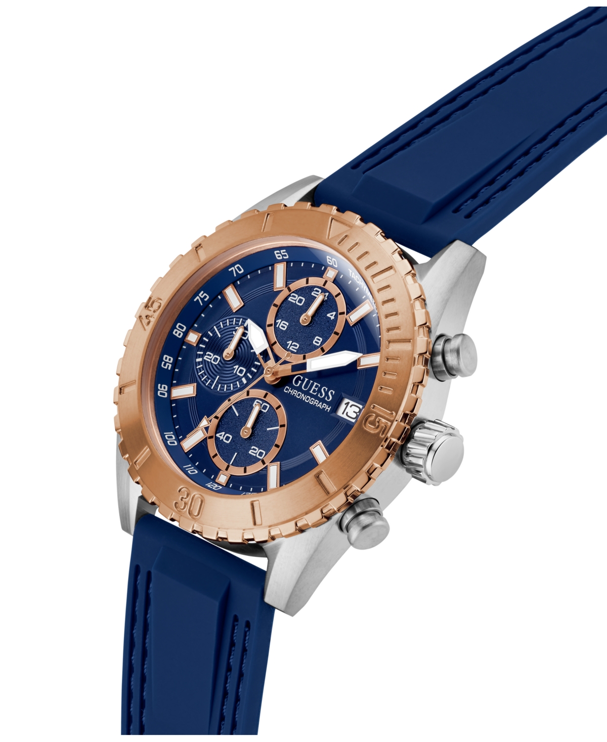 Guess Men's Blue Two-tone Chronograph Watch, 45mm In Multi