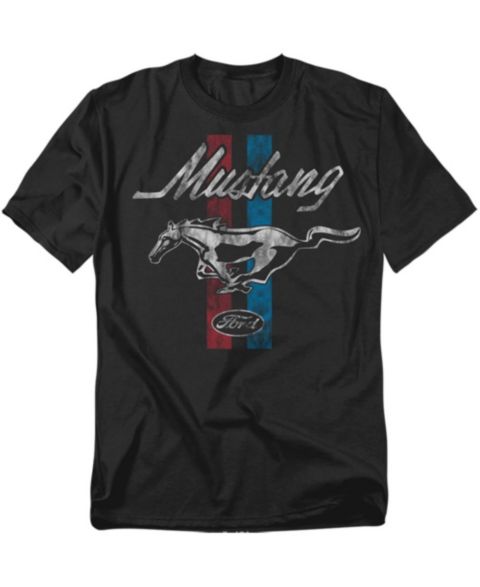 Мужская футболка Mustang Ford Stripes, цвет: Чёрный