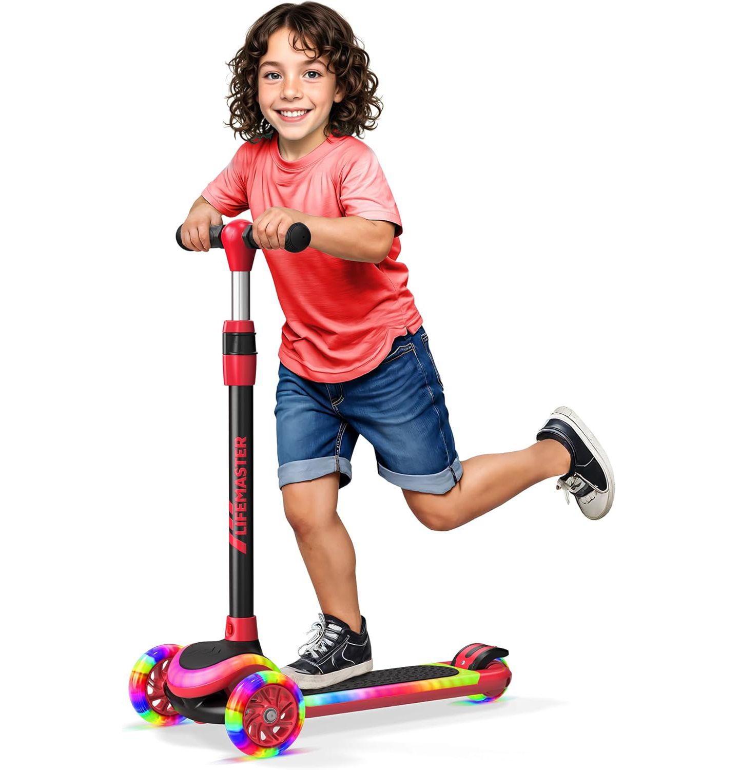 Детская игрушка Lifemaster 3-Wheel Kids Scooter with Multi-Color LED Lights & Adjustable Handlebar, 150 lbs Capacity, Ages 3+ — фото 1
