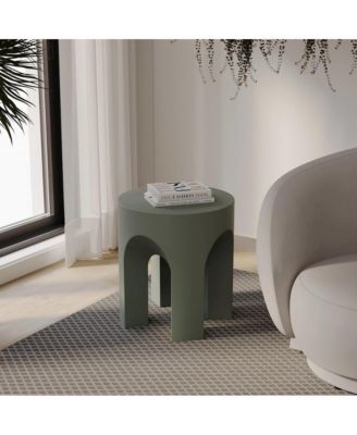 Crus Collection Fiberglass Outdoor Side Table in Grey