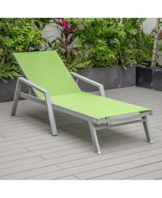 Marlin Patio Chaise Lounge Chair With Armrests in Grey Aluminum Frame