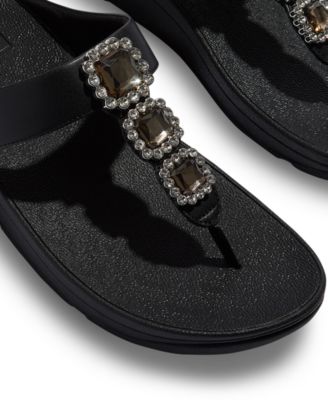 Women's Fino Crystal-Jewel Toe-Post Wedge Sandals