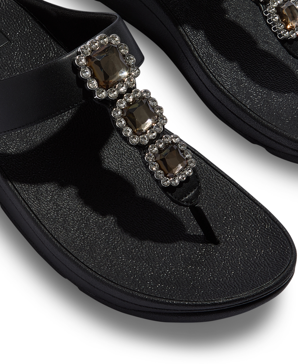 FitFlop Women's Fino Crystal-Jewel Toe-Post Wedge Sandals