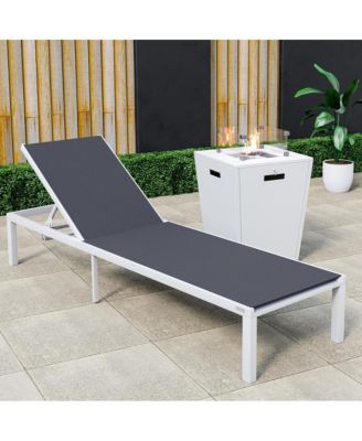 White Aluminum Outdoor Patio Chaise Lounge Chair