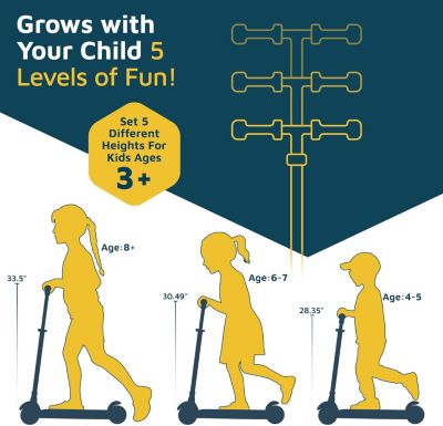 3-wheel kids scooter with light-up deck & wheels, 5-height handlebar, anti-slip deck & 150 lbs support—fun & safe ride for ages 3