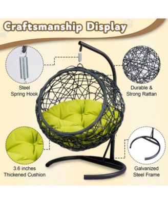 Cat Swing Bed with Stand & Cushion, Cat Egg Chair with Rattan Wicker Appearance, Indoor Hanging Swinging Cat Bed for Cats, Small Dogs, and Small Animals, Green