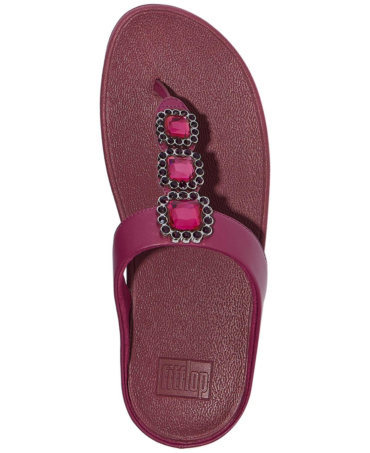 Fitflop Women's Fino Crystal-jewel Toe-post Wedge Sandals In Burgundy