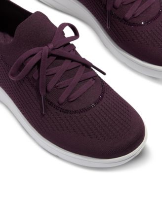 Women's Super-Q Crystal-Trim Knit Laced Up Sneakers