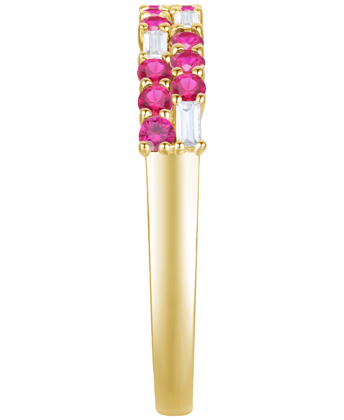 Macy's Created Sapphire, Created White Sapphire & Multi-gemstone Ring In Sterling Silver In Red