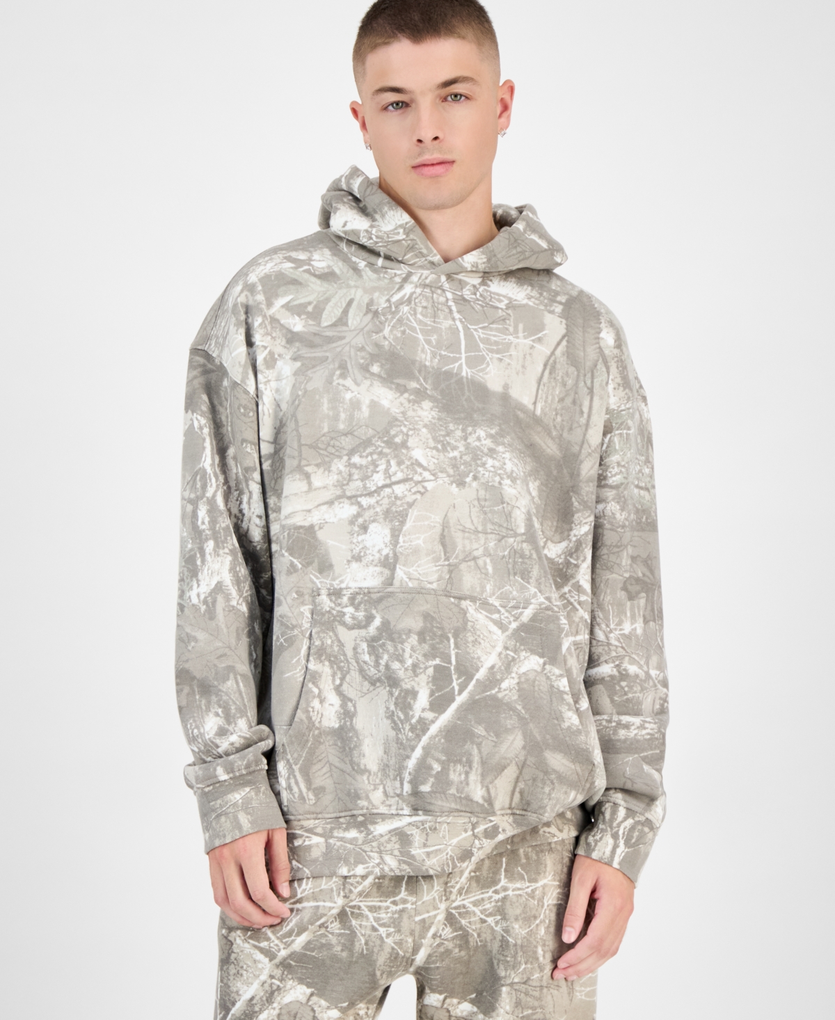 Smileyworld Men's Snowy Camo Leaf Hoodie In Multi