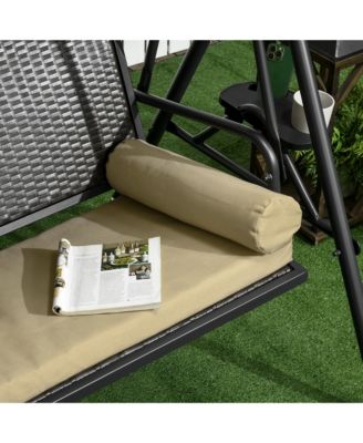 3-Seat Porch Swing with Canopy Outdoor Swing with Cushion, Pillows