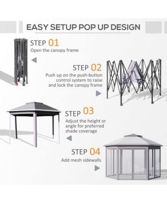 13' x 11' Pop Up Gazebo with Double Roof & Mesh Sidewalls,