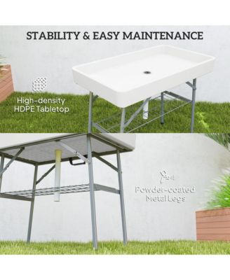3.4ft Folding Ice Cooler Table with Drain, Party Ice Table,