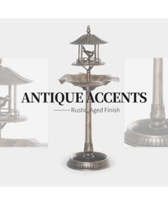 3-in-1 Outdoor Pedestal Bird Bath Feeder Planter Decor -