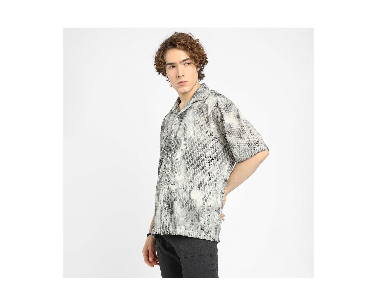 Men's Faded Woven Oversized Shirt