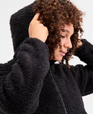 Women's Relaxed Hooded Sherpa Long-Sleeve Jacket, Macy's Exclusive 