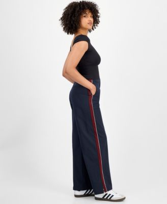 Women's Side-Stripe Pleated Wide-Leg Pants, Macy's Exclusive